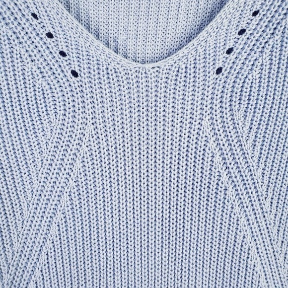 Talbots Sweater Women's Size Large Petite LP Knit LS Pima Cotton Baby Blue - Picture 8 of 9